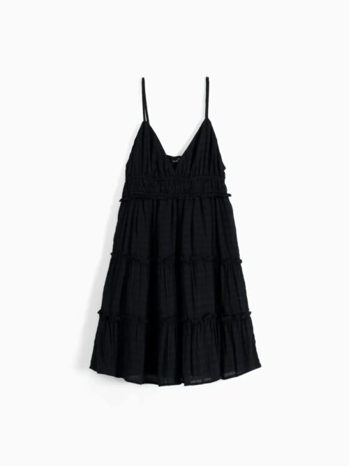 Mini dress with ruffled straps orchid