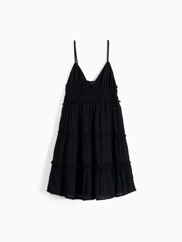 Mini dress with ruffled straps orchid